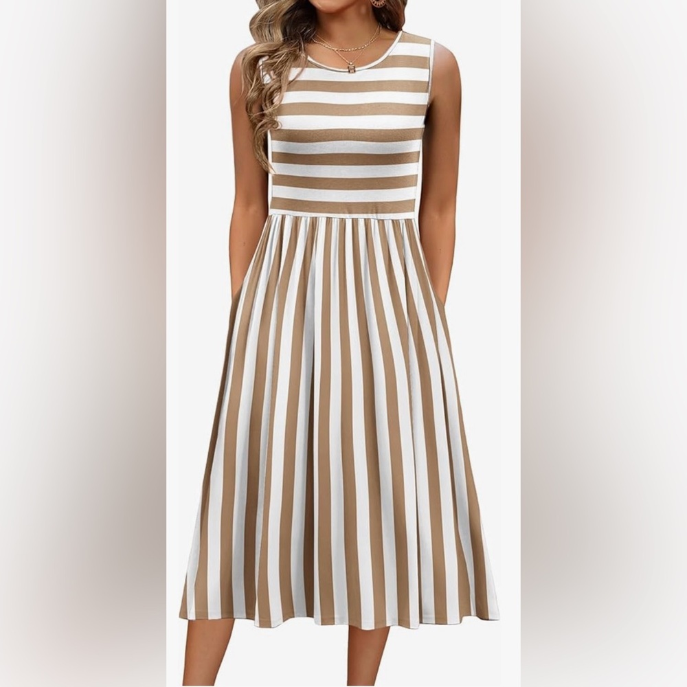 Zeagoo Women's Summer Tank Midi Dress with Pockets